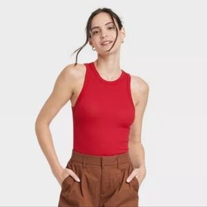 NWT A New Day Slim Fit Red Ribbed Tank Top Size Medium